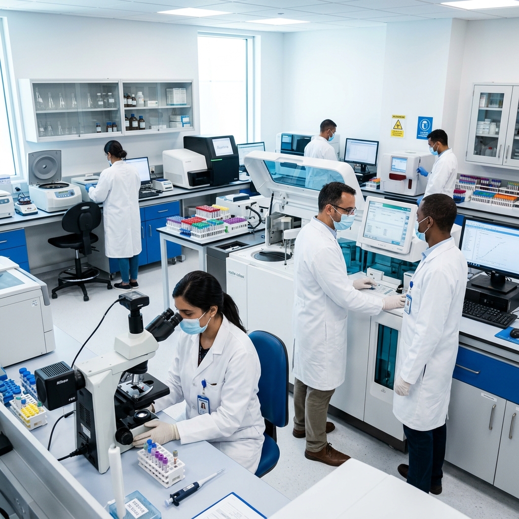 Intérieur moderne et équipements de pointe du laboratoire de biologie médicale à Tanger
